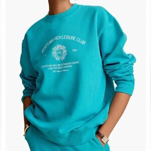 Sporty & Rich Leisure Club Crest Crewneck Sweatshirt Teal